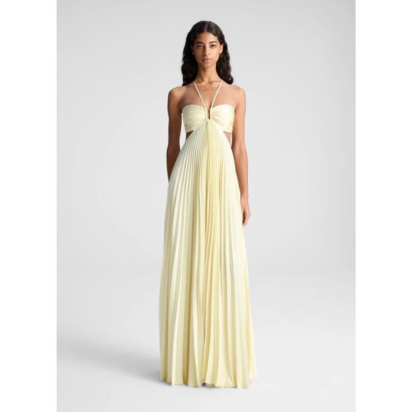 ALC Moira Satin Pleated Maxi Dress US 2 - Picture 3 of 13
